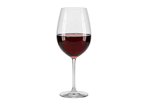 A Clear Transparent Wine Glass Filled With Red Wine Isolated On A Black Background With A Subtle Reflection