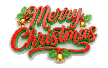 Selo Merry Christmas Delicado Frase em Inglês Renderizado em 3D para Natal