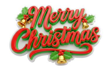 Selo Merry Christmas Delicado Frase em Inglês Renderizado em 3D para Natal