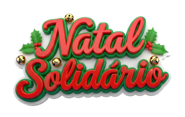 Selo Natal Solidário Delicado Frase Renderizada em 3D para Campanhas Solidárias Festivas
