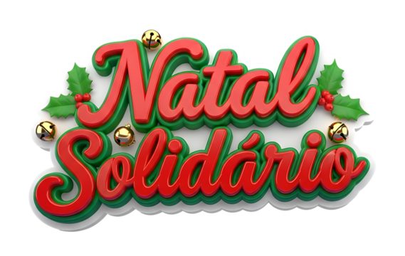 Selo Natal Solidário Delicado Frase Renderizada em 3D para Campanhas Solidárias Festivas