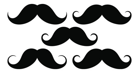 mustache silhouettes set,