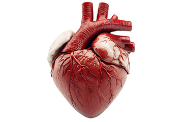 Detailed 3D Rendering of Human Heart Anatomy for Medical Visualization and Education Purposes Displaying Intricate Vascular Structure