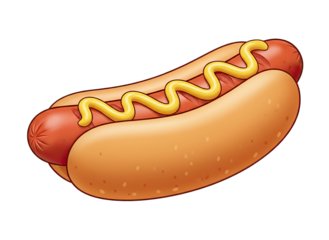 A Delicious Hot Dog With Mustard Topping Centered on a Transparent Background Perfect for Food Photography and Advertisements