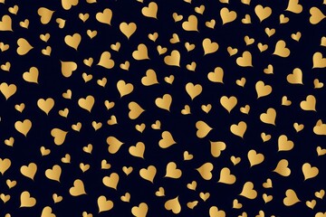 Golden Hearts on Black Background - Abstract Love Texture