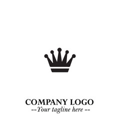 Elegant Black Crown Logo Symbol on a Clean White Background for Premium Branding Design
