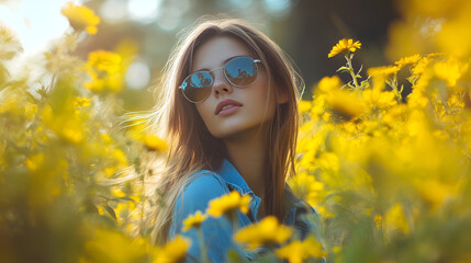 girl in the field of flowers