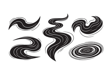 Obraz premium Abstract black ink swirls and strokes on white background