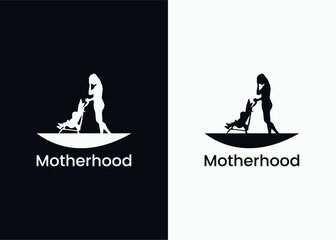 Minimalist Motherhood Logo with Abstract Mother and Child Symbol