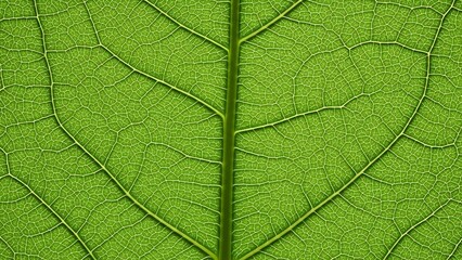 Obraz premium Close-up of a Green Leaf with Detailed Veins.