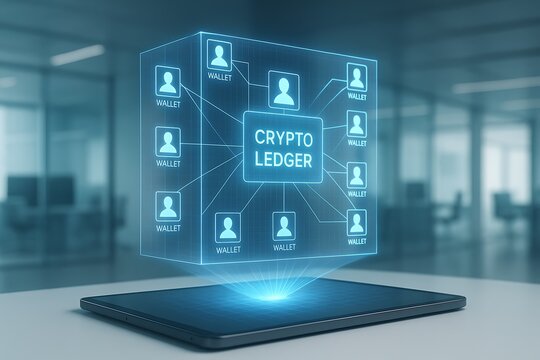 Holographic Crypto Ledger Network Projected from Digital Tablet