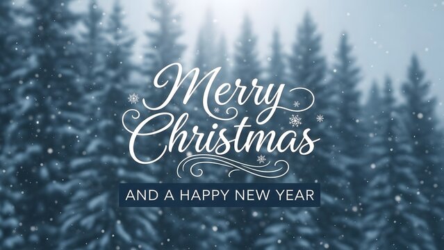 Merry christmas and happy new year in snowy forest - Powered by Adobe
