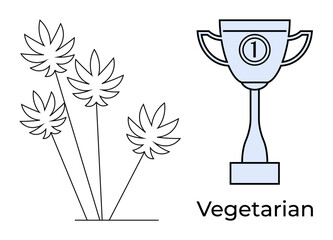Vegetarian concept. Vegetarian focus with a plant motif and trophy growth and achievement. Vegetarian culture promotes sustainability and well-being. For lifestyle, competitions, eco-awareness