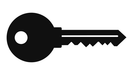 Black key icon representing essential security, crucial access, and important solution concepts for various digital appl