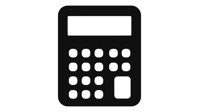 Black calculator icon symbolizing mathematics, finance, calculations, accounting, education, and numeric computation