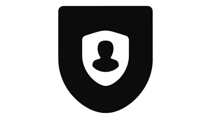 Support badge icon showing a user profile inside a protective shield, representing assistance, recognition, and online s
