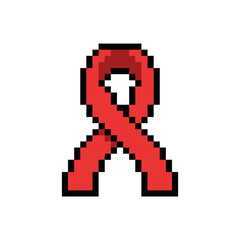 Obraz premium RED RIBBON AIDS SYMBOL PIXEL ART