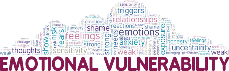 Еmotional Vulnerability word cloud conceptual design isolated on white background.