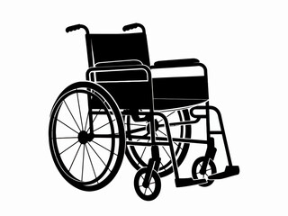 Fototapeta premium Black and White Wheelchair Illustration Symbol of Mobility and Accessibility for People with Disabilities or Rehabilitation Needs