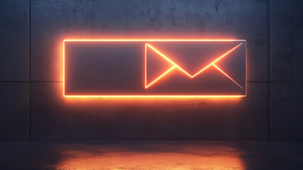 neon light digital envelope, message, e-mail