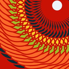 abstract radial art. mandala art.abstract, vibrant illustration optical illusion pattern, abstract orange background