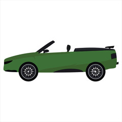 Green Convertible Vehicle Side View Illustration in a Graphic Environment