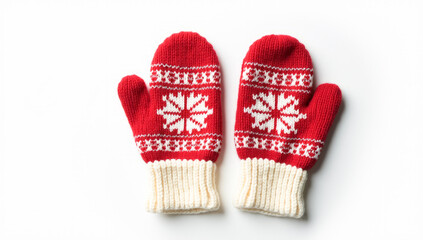 winter mittens with a Christmas pattern on a white background