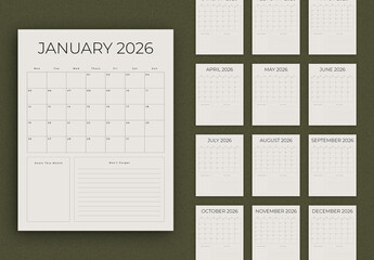 Minimal 2026 Calendar Layout