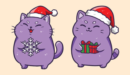 Festive Holiday Cat Vector – Cute Kitty with Winter Accessories