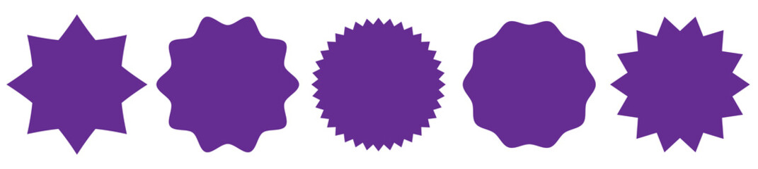 Abstract black starburst shapes in a row