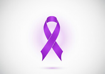 Purple ribbon awareness symbol a illustration for epilepsy Alzheimer's disease or pancreatic cancer support isolated on white