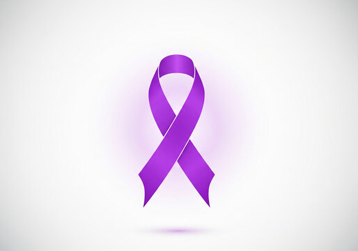 Purple ribbon awareness symbol a illustration for epilepsy Alzheimer's disease or pancreatic cancer support isolated on white