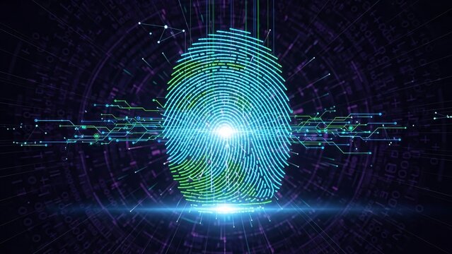 Digital Fingerprint Globe Security Network Data Flow Futuristic Technology Concept