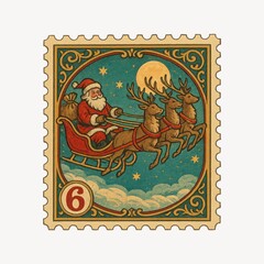 Obraz premium Vintage Santa stamp illustration