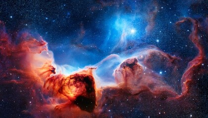 Blue And Red Cosmic Nebula