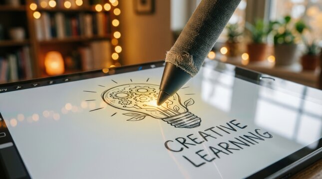 Online education technology concept. Creative illustration of a light bulb with text symbolizing innovative learning.