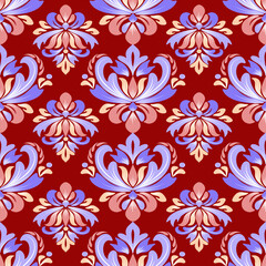 Damask classic seamless abstract floral pattern, vintage design, vector illustration elegant for textile, fabric, wall paper, bedding, rug, curtains, cushion cover, upholstery fabric, Baroque style