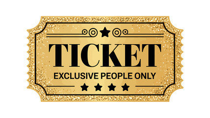 Shiny gold glitter vip ticket for exclusive people only event