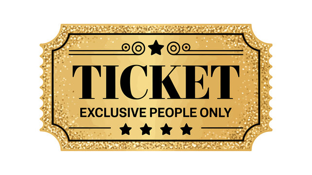 Shiny gold glitter vip ticket for exclusive people only event