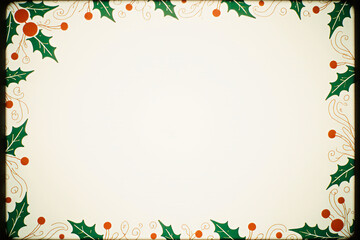 Festive christmas holly border with blank center for text