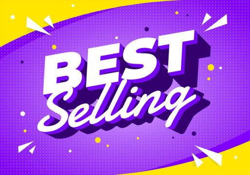 Best selling. Vibrant purple comic style promotional headline layout