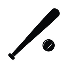 Baseball bat and ball silhouette 
