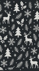 Fototapeta premium Festive winter deer pattern mobile wallpaper