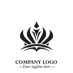 Elegant Black Crown Logo Symbol on a Clean White Background for Premium Branding Design