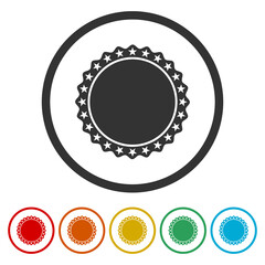 Certificate Badge icon. Set icons in color circle buttons