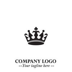 Elegant Black Crown Logo Symbol on a Clean White Background for Premium Branding Design