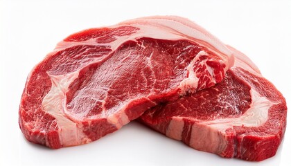 Fototapeta premium Fresh Raw Rib Eye Steaks On White Background
