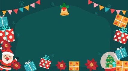 Festive christmas background with santa claus, gifts, bell and snow globe illustration art - Powered by Adobe