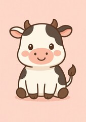 Fototapeta premium Adorable cartoon cow illustration.