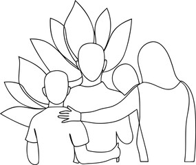 Family love and support minimal line art